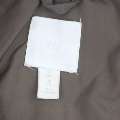 H&M Women's XS Green Puffer Jacket Hooded Casual Winter