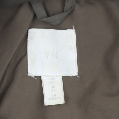 H&M Women's XS Green Puffer Jacket Hooded Casual Winter