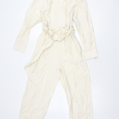 Zara Women's White Collared Jumpsuit XS
