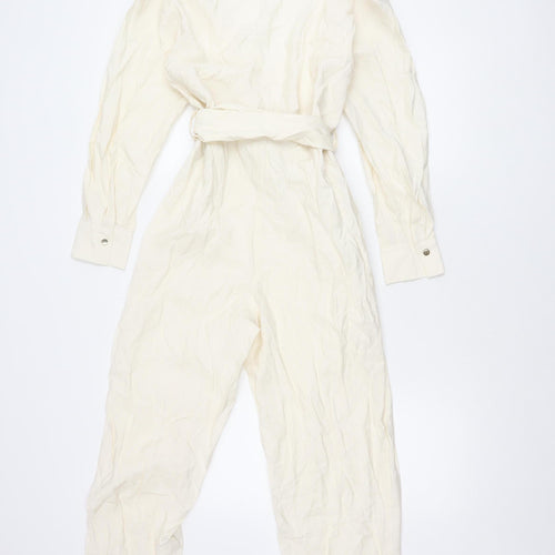 Zara Women's White Collared Jumpsuit XS