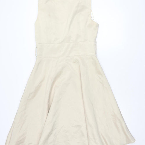 Next Women's Beige Fit & Flare Dress, Size 14