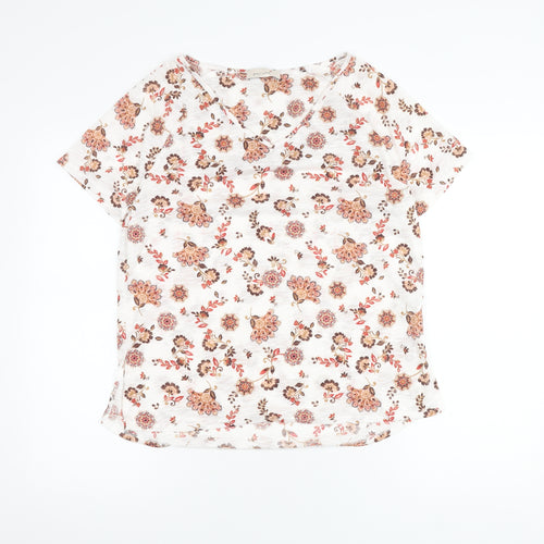 Per Una Women's Ivory Floral V-Neck T-Shirt