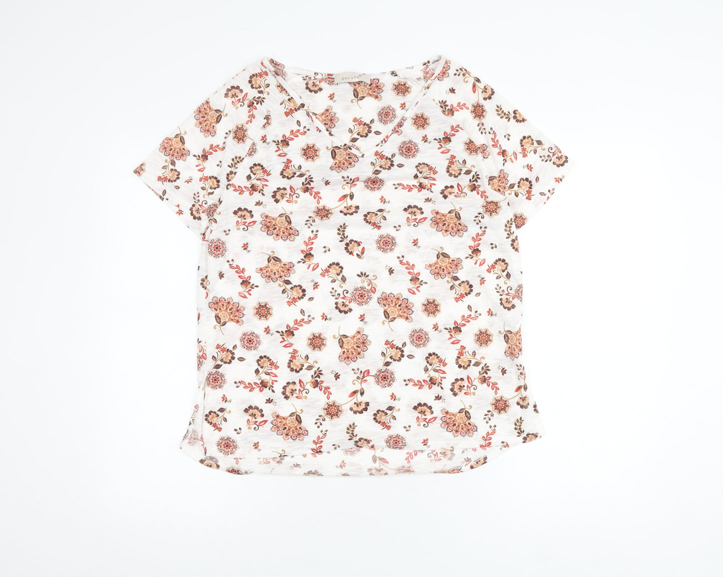 Per Una Women's Ivory Floral V-Neck T-Shirt