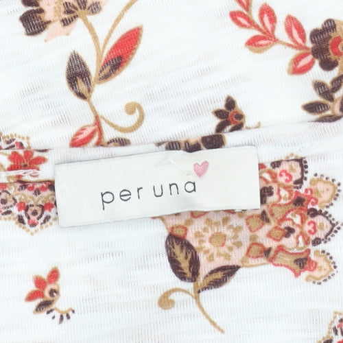 Per Una Women's Ivory Floral V-Neck T-Shirt