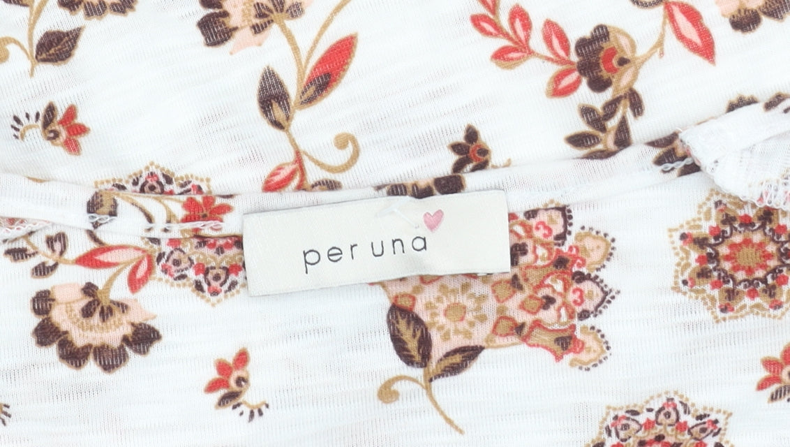 Per Una Women's Ivory Floral V-Neck T-Shirt