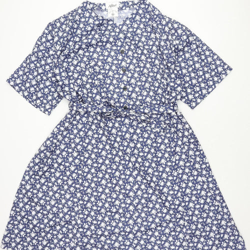 Afibel Women's Blue Floral Half Sleeve Dress
