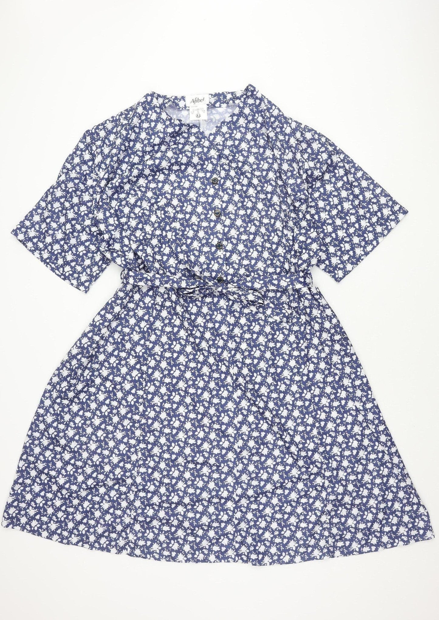 Afibel Women's Blue Floral Half Sleeve Dress