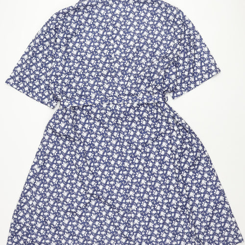 Afibel Women's Blue Floral Half Sleeve Dress