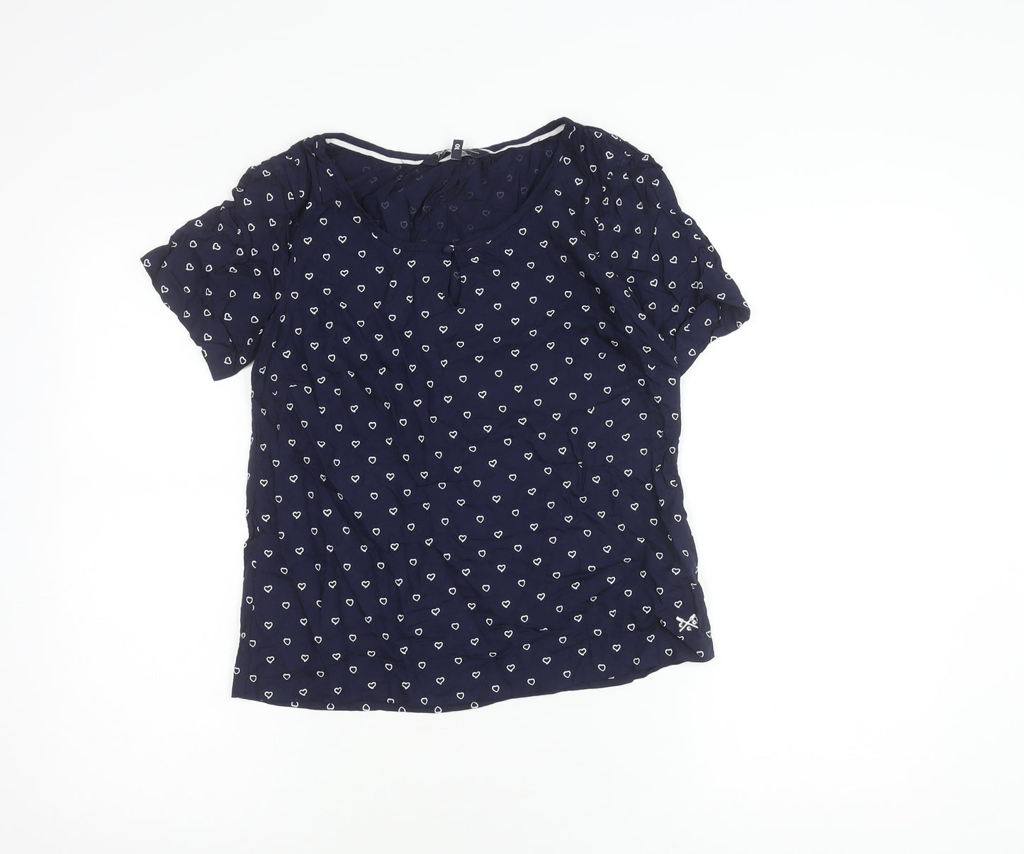 Crew Clothing Women's Blue Heart Print Top Size 10