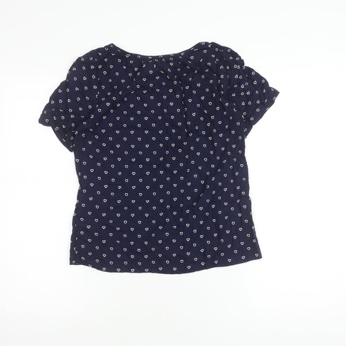 Crew Clothing Women's Blue Heart Print Top Size 10