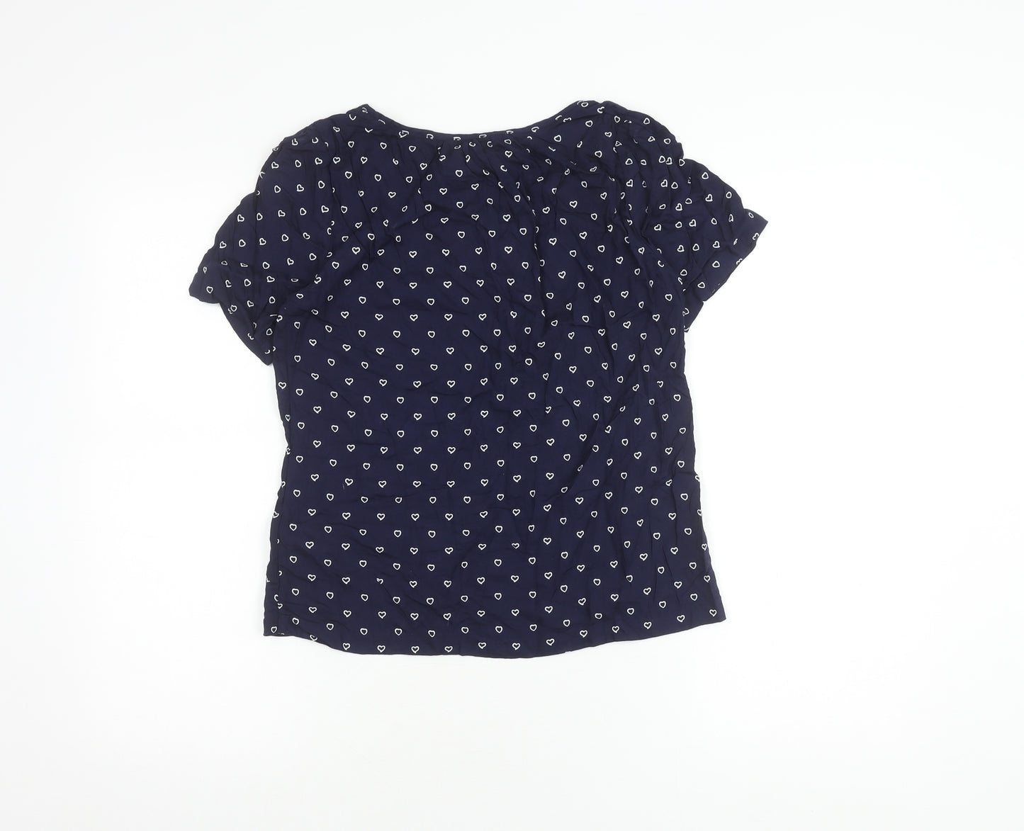 Crew Clothing Women's Blue Heart Print Top Size 10