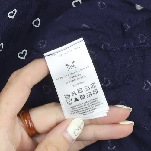 Crew Clothing Women's Blue Heart Print Top Size 10