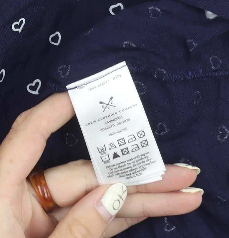 Crew Clothing Women's Blue Heart Print Top Size 10