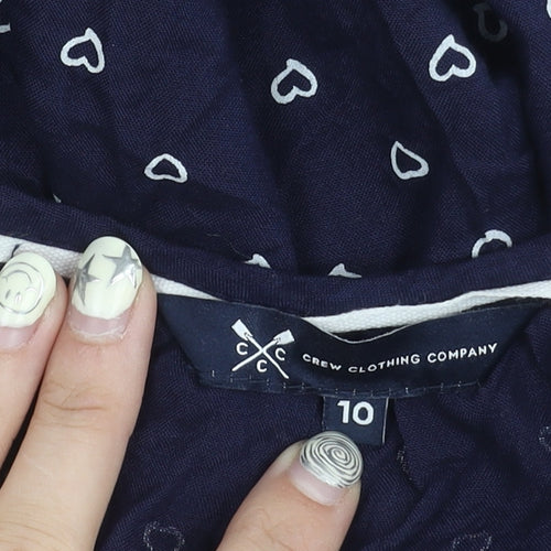 Crew Clothing Women's Blue Heart Print Top Size 10