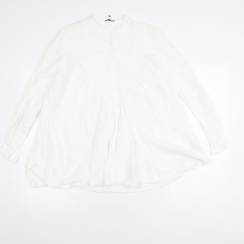 Massimo Dutti Women's White Cotton Blouse Size 14