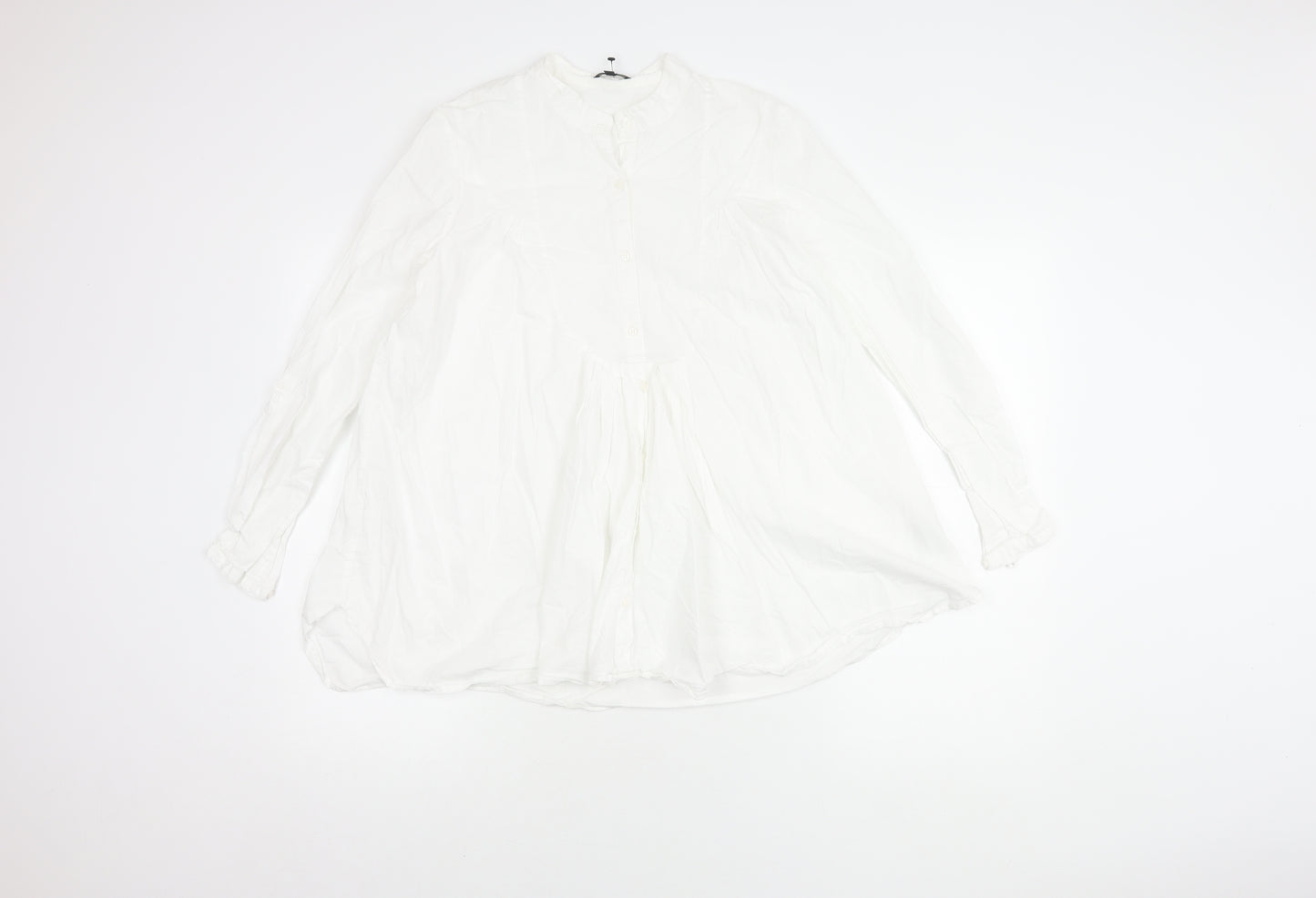 Massimo Dutti Women's White Cotton Blouse Size 14