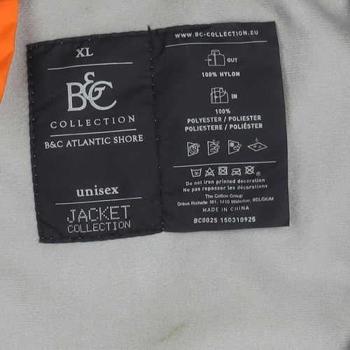 B&C Orange Unisex XL Hooded Windbreaker Jacket