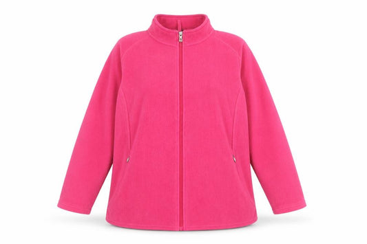 Front view of Bonmarché Women's Pink Fleece Zip Sweatshirt, size 16