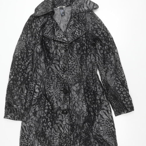 Spoom Women's Black Floral Print Coat Size 10