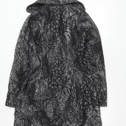 Spoom Women's Black Floral Print Coat Size 10