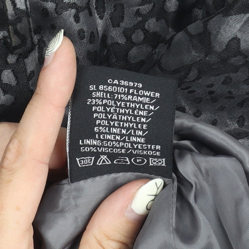 Spoom Women's Black Floral Print Coat Size 10