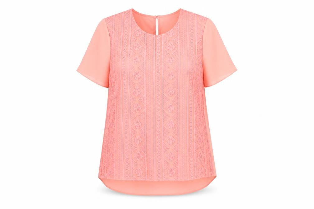 Front view of Dorothy Perkins Women Pink Round Neck Top