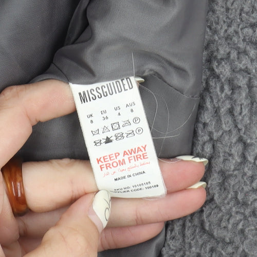 Missguided Women's Grey Mid-Length Jacket Size 8