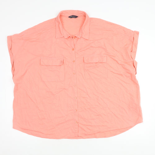 Marks and Spencer Women's Pink Button-Up Shirt, Size 24