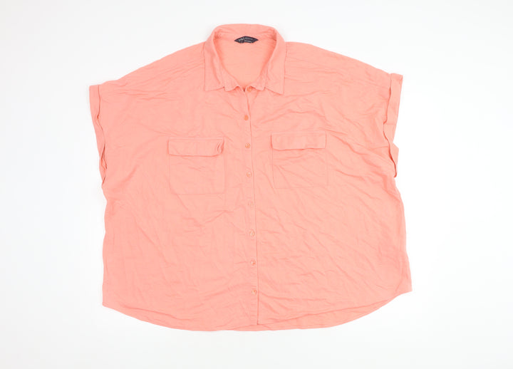 Marks and Spencer Women's Pink Button-Up Shirt, Size 24