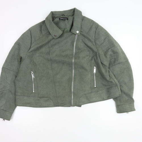 Capsule Women's Plus Size Green Biker Jacket UK 26