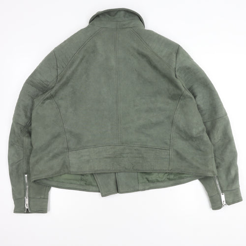 Capsule Women's Plus Size Green Biker Jacket UK 26