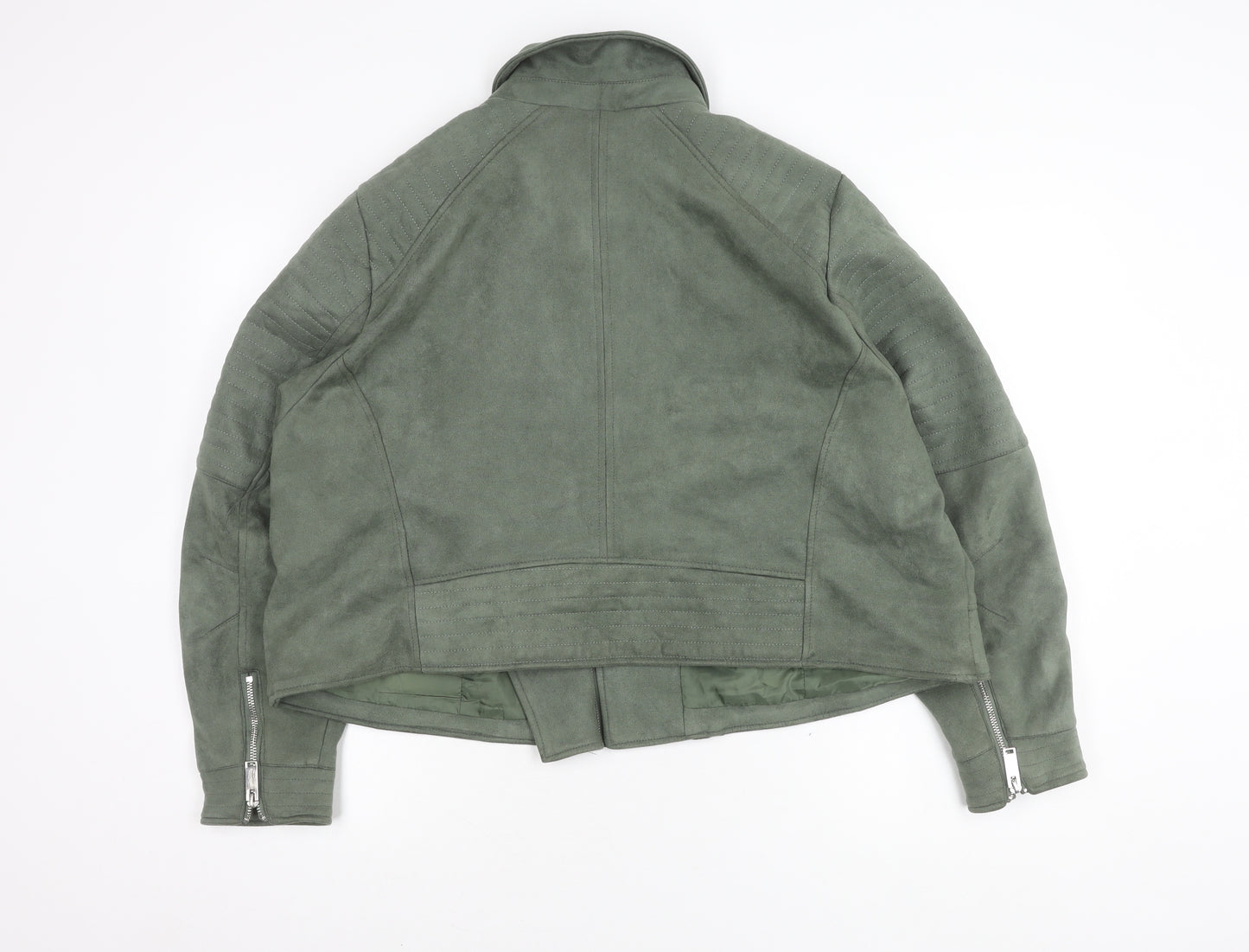 Capsule Women's Plus Size Green Biker Jacket UK 26