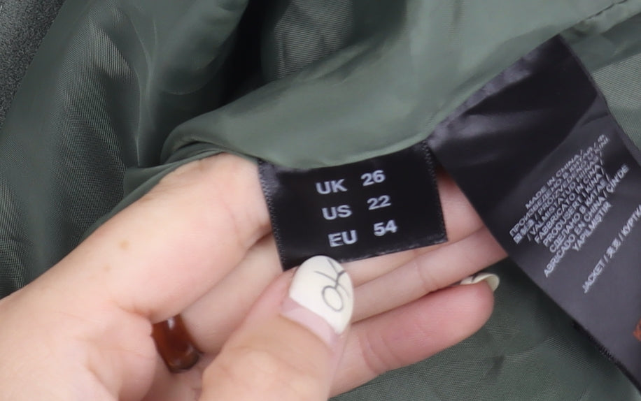 Capsule Women's Plus Size Green Biker Jacket UK 26