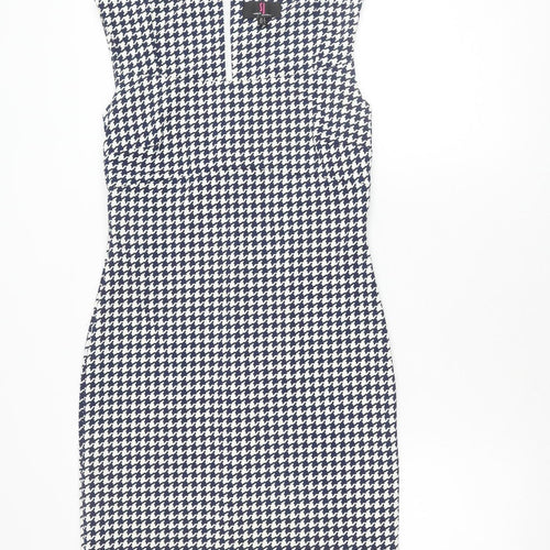 Simon Jeffrey Women's Black & White Houndstooth Sheath Dress, Size 8