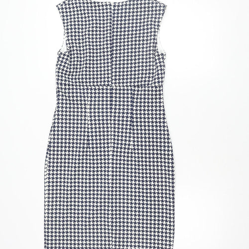 Simon Jeffrey Women's Black & White Houndstooth Sheath Dress, Size 8