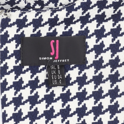Simon Jeffrey Women's Black & White Houndstooth Sheath Dress, Size 8