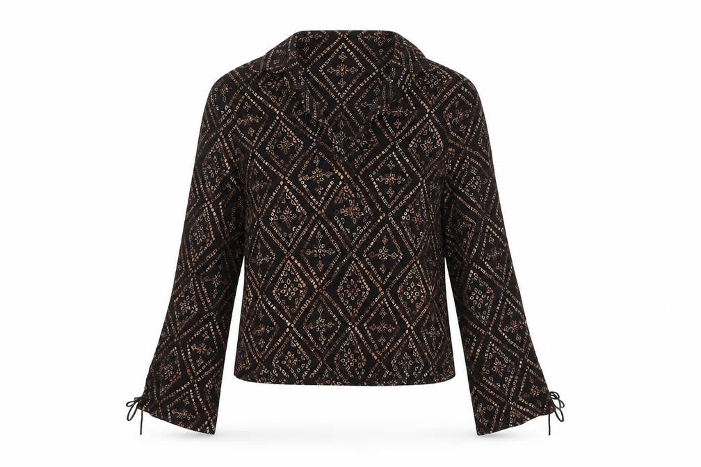 Front view of New Look Women's Multicoloured Geometric Blouse, size 16