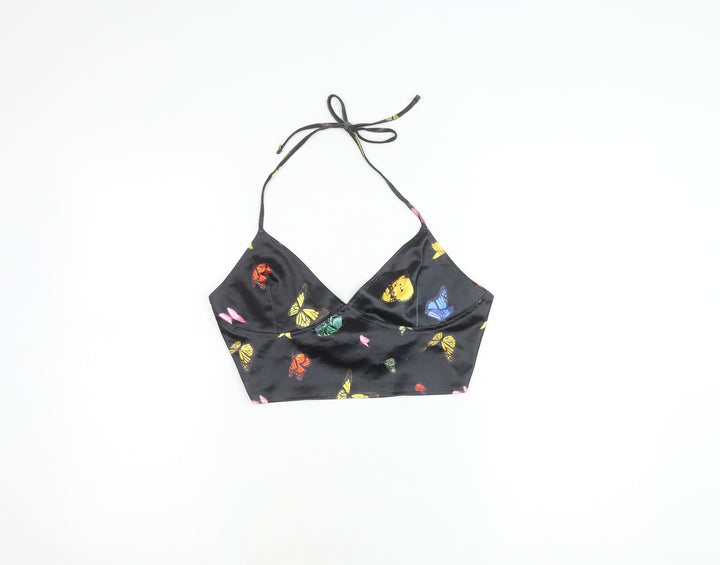 Motel Women's Black Butterfly Camisole L Halter Top