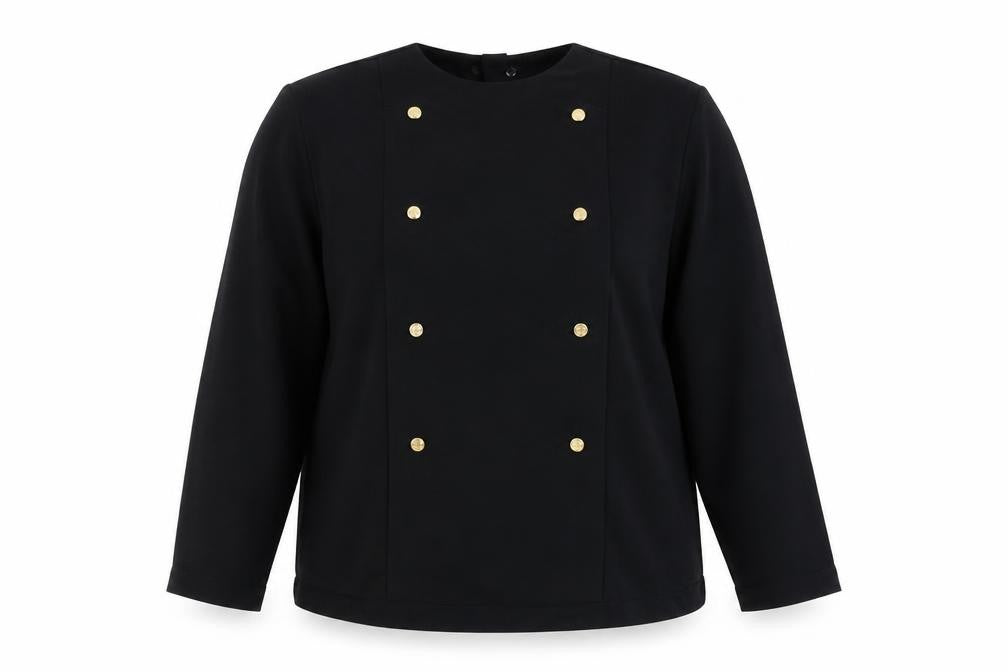 Front view of St Michael Women's Black Blouse, size 16, - Classic Style