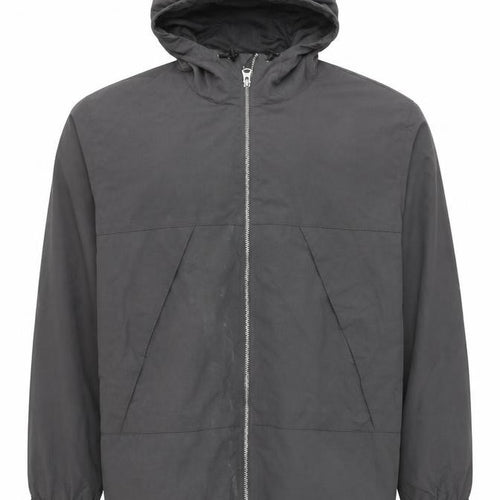 H&M Men's Black Windbreaker Jacket L - Hooded Zip Casual