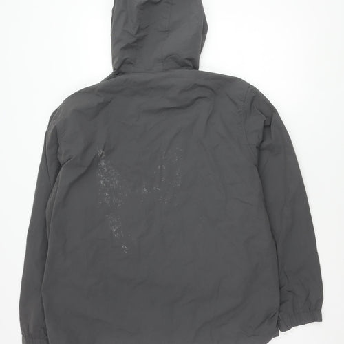 H&M Men's Black Windbreaker Jacket L - Hooded Zip Casual