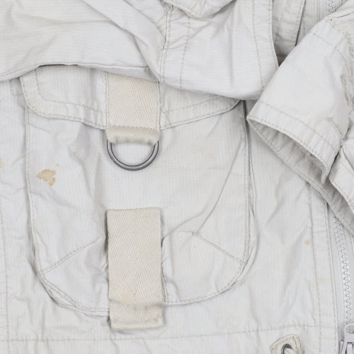GAP Women's Beige Cotton Jacket, M, Hooded Zip Casual