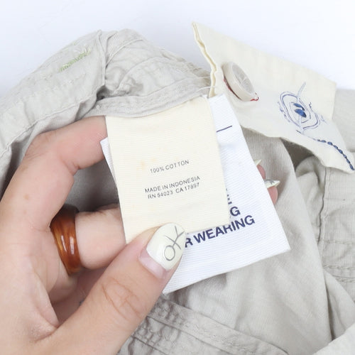 GAP Women's Beige Cotton Jacket, M, Hooded Zip Casual