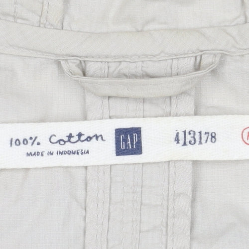 GAP Women's Beige Cotton Jacket, M, Hooded Zip Casual