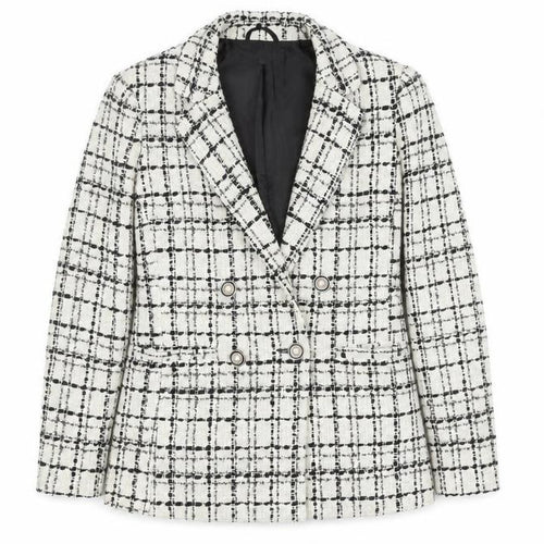 Miss Selfridge Women's White Checked Blazer, Size 10, Bouclé
