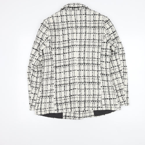 Miss Selfridge Women's White Checked Blazer, Size 10, Bouclé