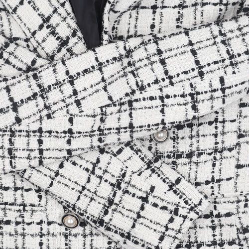 Miss Selfridge Women's White Checked Blazer, Size 10, Bouclé