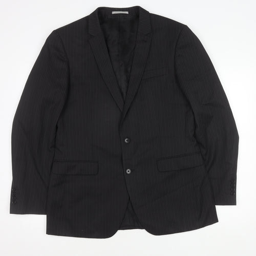 Next Men's Black Striped Blazer 42R - Elegant Style