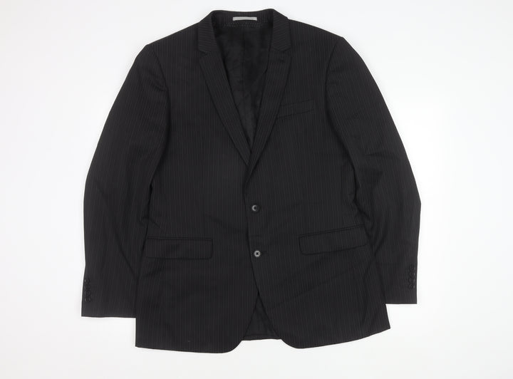 Next Men's Black Striped Blazer 42R - Elegant Style