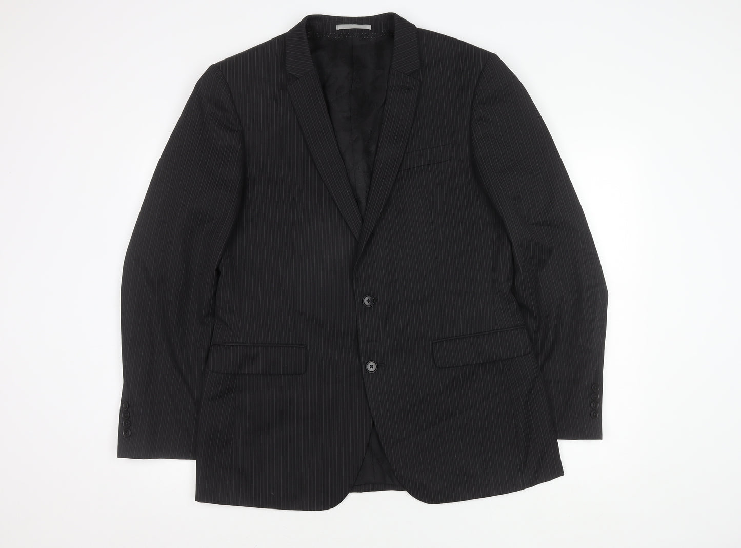 Next Men's Black Striped Blazer 42R - Elegant Style